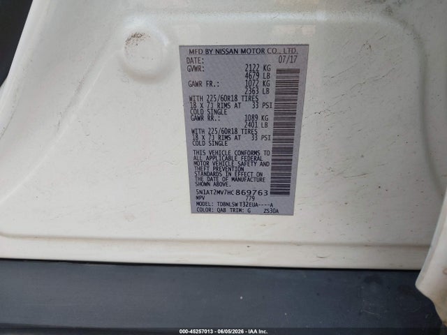 Nissan Rogue Sl 2017 5N1AT2MV7HC869763 Image 9