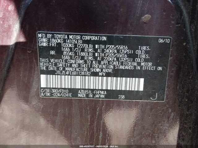 2011 Scion Xb მანქანა იყიდება აუქციონზე, vin: JTLZE4FE6B1128182, აუქციონის ნომერი: 45257037