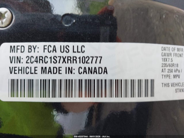 45257044 :رقم المزاد ، 2C4RC1S7XRR102777 vin ، 2024 Chrysler Pacifica Hybrid Premium S Appearance Pkg مزاد بيع