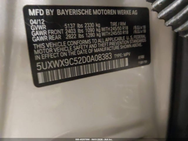 2013 Bmw X3 Xdrive28i მანქანა იყიდება აუქციონზე, vin: 5UXWX9C52D0A08383, აუქციონის ნომერი: 45257098