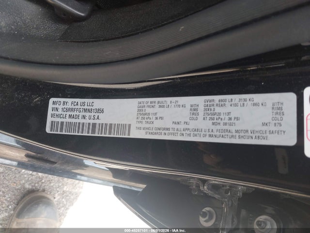 Продажа на аукционе авто 2021 Ram 1500 Big Horn  4x4 5'7 Box, vin: 1C6RRFFG7MN813856, номер лота: 45257101