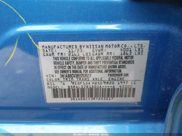 Aukcja sprzedaży 2024 Nissan Sentra Sv Xtronic Cvt, vin: 3N1AB8CV3RY253517, numer aukcji: 45257111