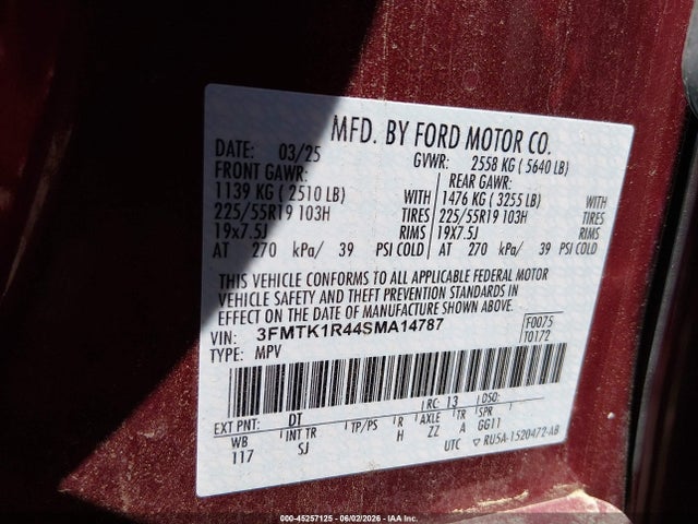 3FMTK1R44SMA14787 Ford Mustang Mach-e Select