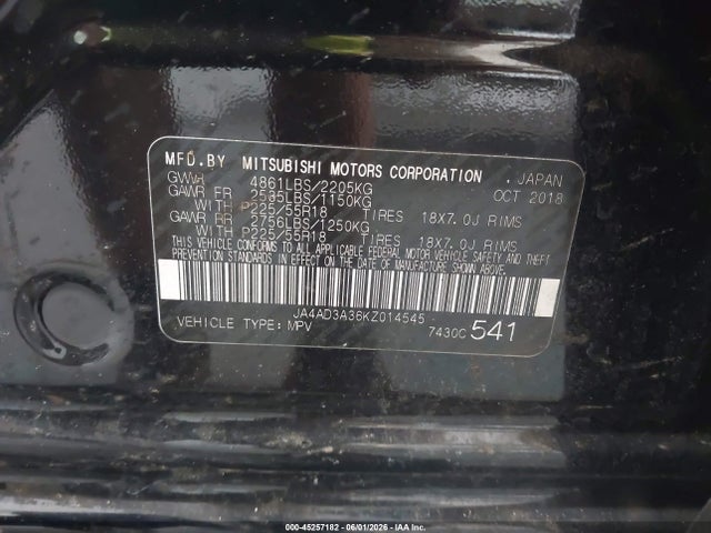 Продажа на аукционе авто 2019 Mitsubishi Outlander Sel, vin: JA4AD3A36KZ014545, номер лота: 45257182