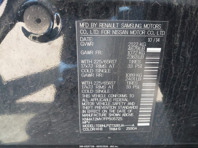 Nissan ROGUE S 2015 KNMAT2MV7FP505725 Image 9