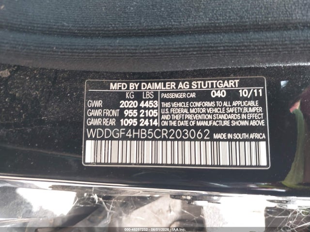 Продажа на аукционе авто 2012 Mercedes-benz C 250 Sport, vin: WDDGF4HB5CR203062, номер лота: 45257232
