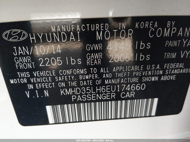 Aukcja sprzedaży 2014 Hyundai Elantra Gt, vin: KMHD35LH6EU174660, numer aukcji: 45257298
