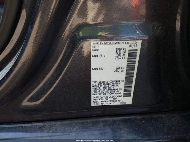 Aukcja sprzedaży 2013 Nissan Altima 2.5 Sl, vin: 1N4AL3AP4DC210006, numer aukcji: 45257375