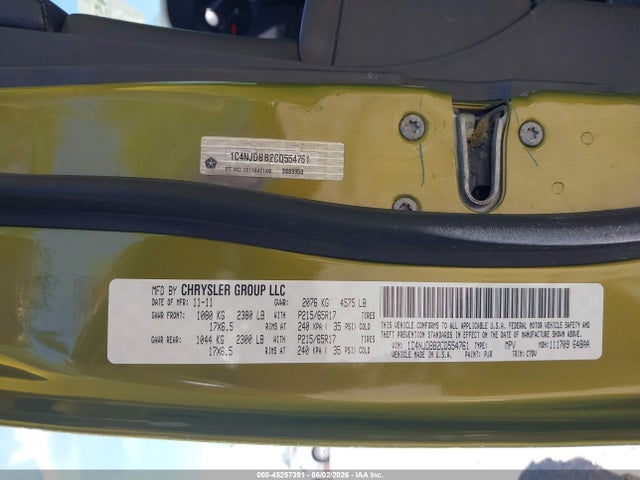45257391 :رقم المزاد ، 1C4NJDBB2CD554761 vin ، 2012 Jeep Compass Sport مزاد بيع