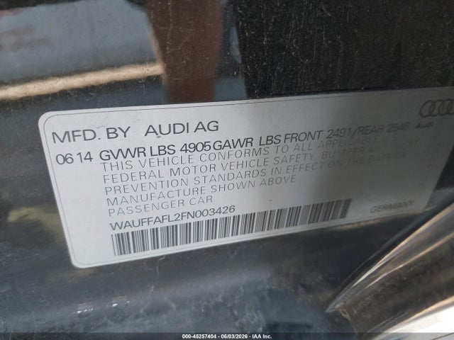 Aukcja sprzedaży 2015 Audi A4 2.0t Premium, vin: WAUFFAFL2FN003426, numer aukcji: 45257404
