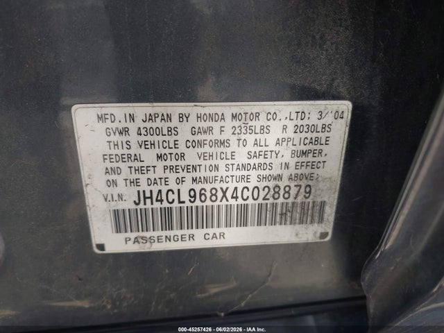 2004 Acura Tsx მანქანა იყიდება აუქციონზე, vin: JH4CL968X4C028879, აუქციონის ნომერი: 45257426