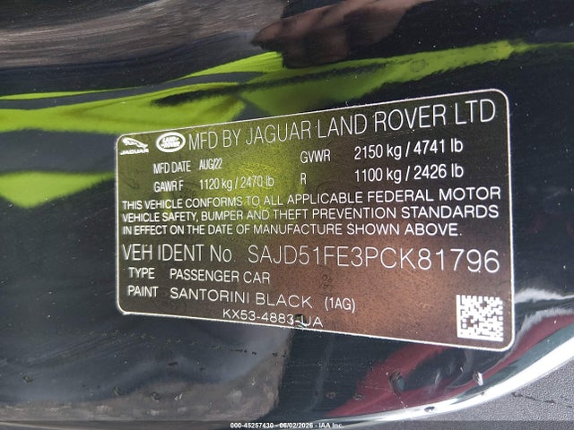 Продажа на аукционе авто 2023 Jaguar F-type R Awd Automatic, vin: SAJD51FE3PCK81796, номер лота: 45257430