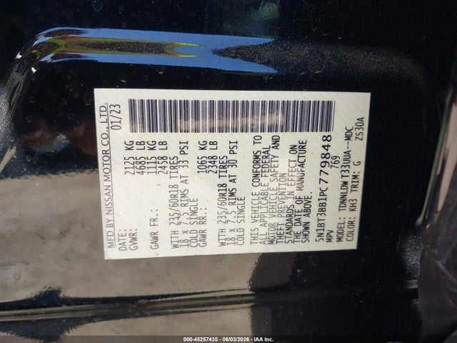 5N1BT3BB1PC779848 Nissan Rogue Sv Intelligent Awd