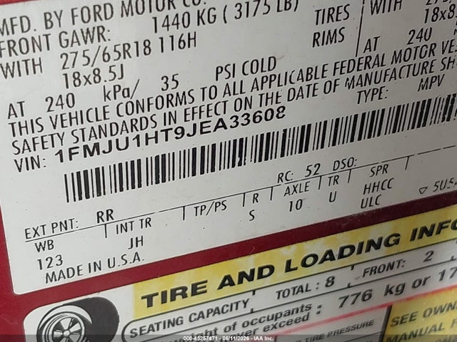 Ford Expedition Xlt 2018 1FMJU1HT9JEA33608 Image 9