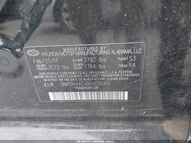 Продажа на аукционе авто 2011 Hyundai Elantra Gls, vin: 5NPDH4AEXBH035064, номер лота: 45257473