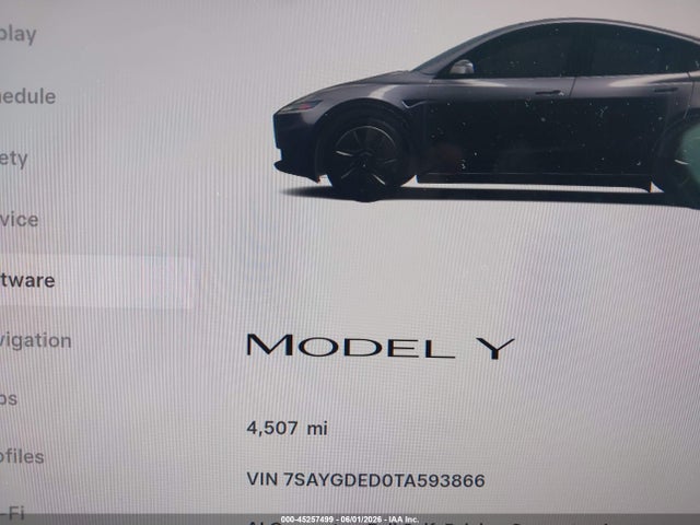 2026 Tesla Model Y Premium Rear-wheel Drive/rear-wheel Drive მანქანა იყიდება აუქციონზე, vin: 7SAYGDED0TA593866, აუქციონის ნომერი: 45257499