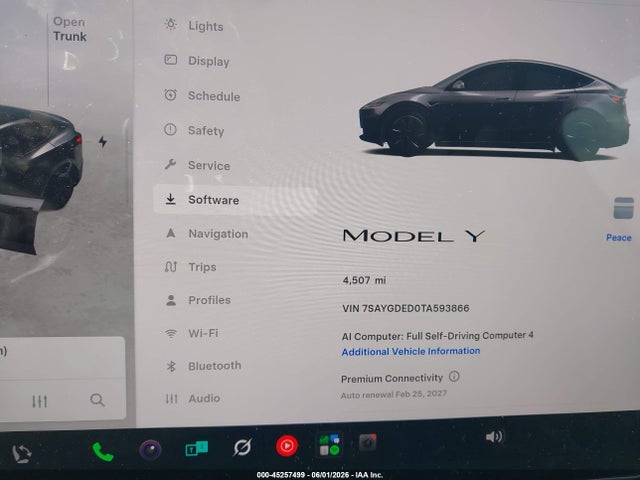 2026 Tesla Model Y Premium Rear-wheel Drive/rear-wheel Drive მანქანა იყიდება აუქციონზე, vin: 7SAYGDED0TA593866, აუქციონის ნომერი: 45257499