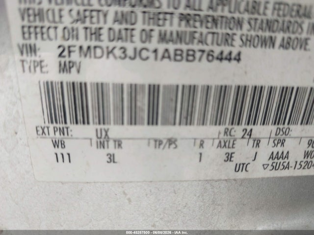 Aukcja sprzedaży 2010 Ford Edge Sel, vin: 2FMDK3JC1ABB76444, numer aukcji: 45257500