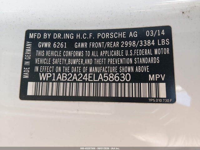 Aukcja sprzedaży 2014 Porsche Cayenne S, vin: WP1AB2A24ELA58630, numer aukcji: 45257508