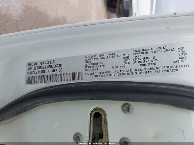 Продаж на аукціоні авто 2023 Ram 2500 Tradesman  4x4 8' Box, vin: 3C6UR5HL1PG566930, номер лоту: 45257563