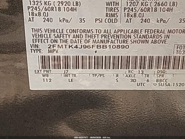 Продаж на аукціоні авто 2015 Ford Edge Sel, vin: 2FMTK4J96FBB10890, номер лоту: 45257577