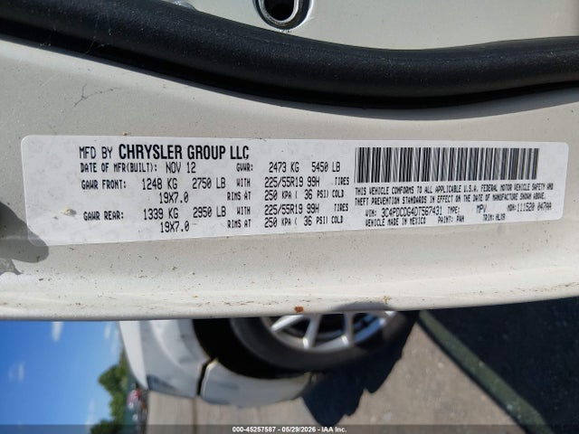 45257587 :رقم المزاد ، 3C4PDCDG4DT567431 vin ، 2013 Dodge Journey Crew مزاد بيع