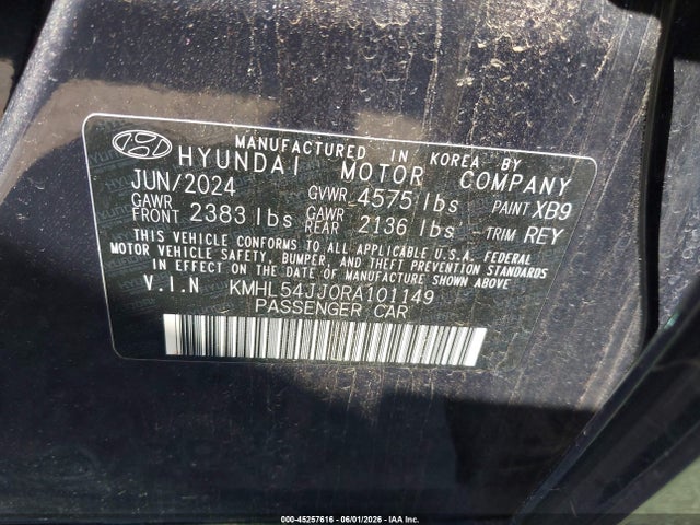 Продажа на аукционе авто 2024 Hyundai Sonata Hybrid Limited, vin: KMHL54JJ0RA101149, номер лота: 45257616