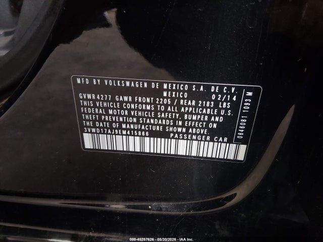Aukcja sprzedaży 2014 Volkswagen Jetta 1.8t Se, vin: 3VWD17AJ9EM415866, numer aukcji: 45257626