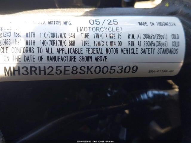 MH3RH25E8SK005309 Yamaha Yfz320 A