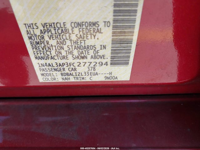 Nissan Altima 2.5 Sv 2015 1N4AL3AP3FC277294 Image 9