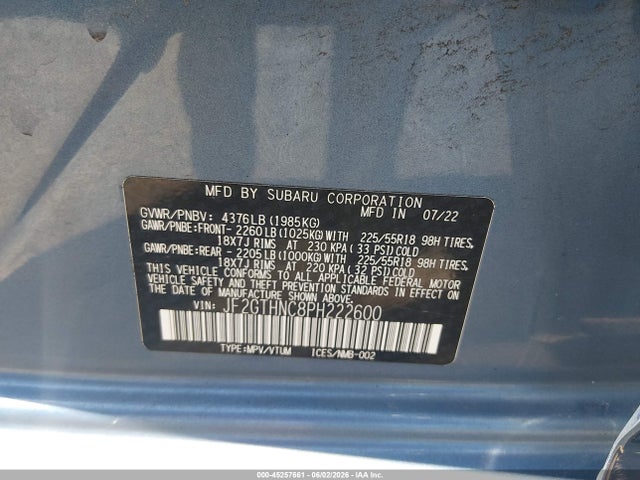 Продажа на аукционе авто 2023 Subaru Crosstrek Limited, vin: JF2GTHNC8PH222600, номер лота: 45257661