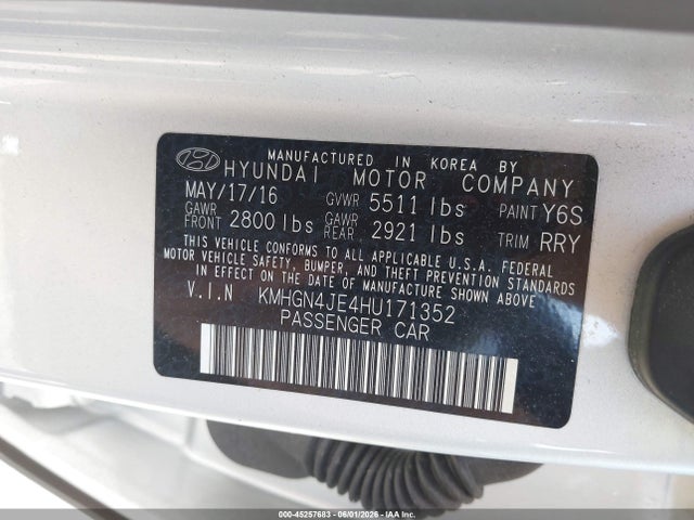 45257683 :رقم المزاد ، KMHGN4JE4HU171352 vin ، 2017 Genesis G80 3.8 مزاد بيع