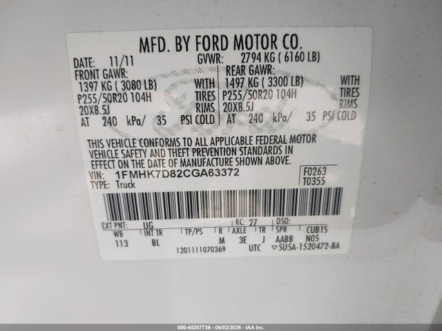 Aukcja sprzedaży 2012 Ford Explorer Xlt, vin: 1FMHK7D82CGA63372, numer aukcji: 45257736