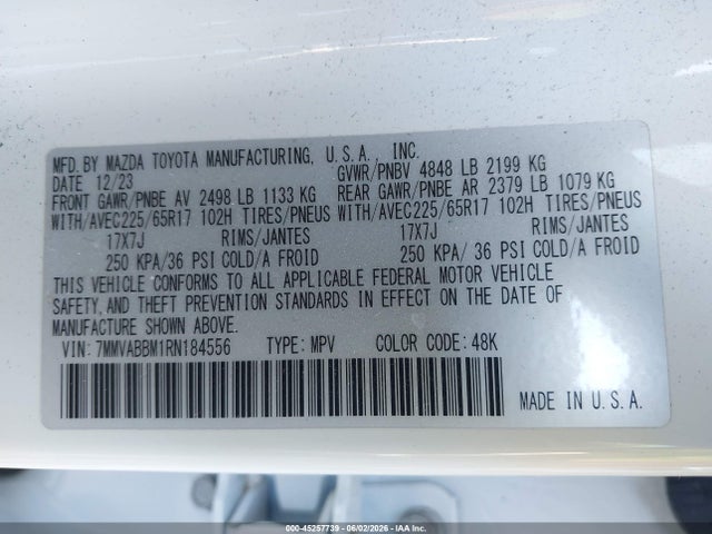 Aukcja sprzedaży 2024 Mazda Cx-50 2.5 S Preferred, vin: 7MMVABBM1RN184556, numer aukcji: 45257739