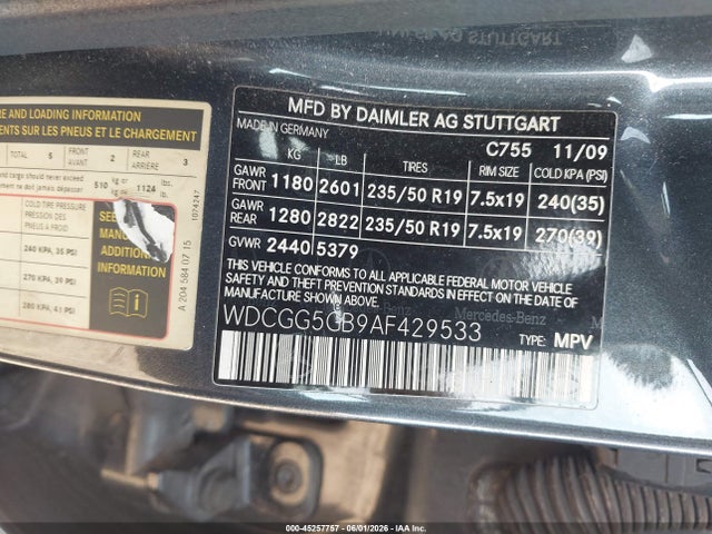 Продажа на аукционе авто 2010 Mercedes-benz Glk 350, vin: WDCGG5GB9AF429533, номер лота: 45257757