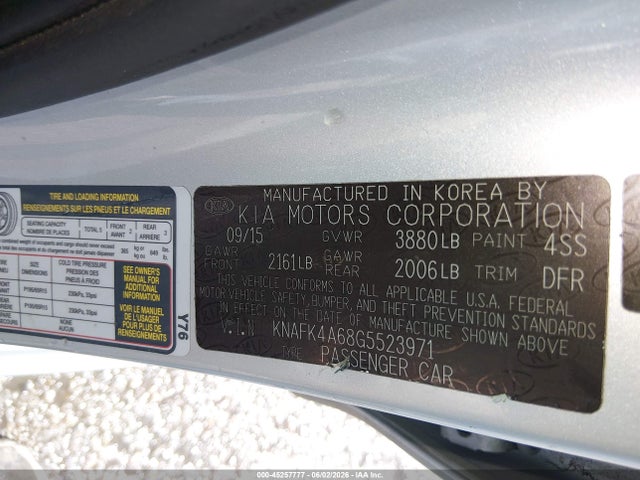 Продажа на аукционе авто 2016 Kia Forte Lx, vin: KNAFK4A68G5523971, номер лота: 45257777