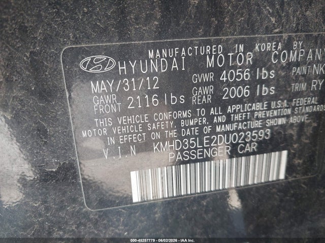 Продаж на аукціоні авто 2013 Hyundai Elantra Gt, vin: KMHD35LE2DU023593, номер лоту: 45257779