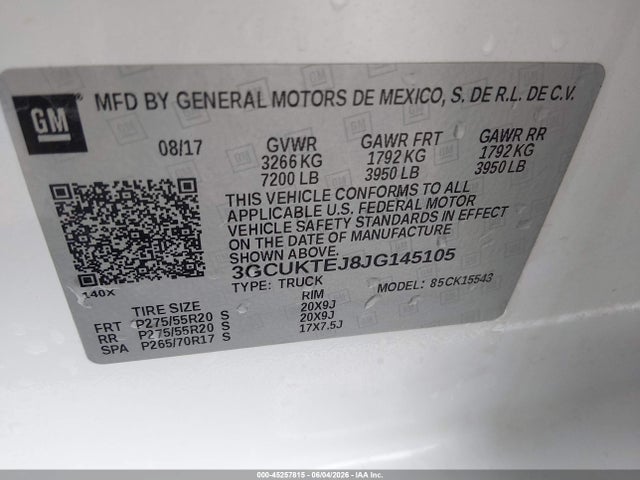 3GCUKTEJ8JG145105 Chevrolet Silverado 1500 High Country