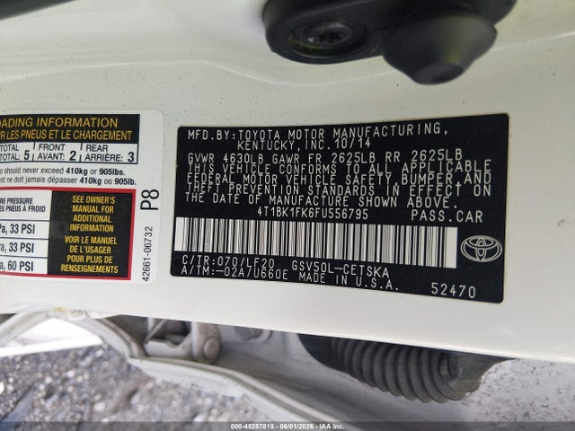 Продаж на аукціоні авто 2015 Toyota Camry Xse V6, vin: 4T1BK1FK6FU556795, номер лоту: 45257818