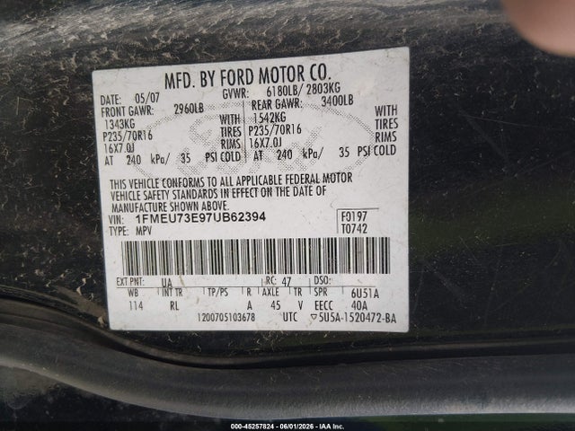 Aukcja sprzedaży 2007 Ford Explorer Xlt, vin: 1FMEU73E97UB62394, numer aukcji: 45257824