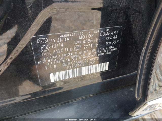 Hyundai Sonata Hybrid Limited 2014 KMHEC4A46EA108870 Image 9