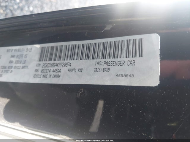 2019 Dodge Charger Sxt Rwd მანქანა იყიდება აუქციონზე, vin: 2C3CDXBG4KH720974, აუქციონის ნომერი: 45257860