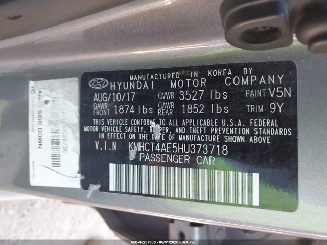 Aukcja sprzedaży 2017 Hyundai Accent Se, vin: KMHCT4AE5HU373718, numer aukcji: 45257900