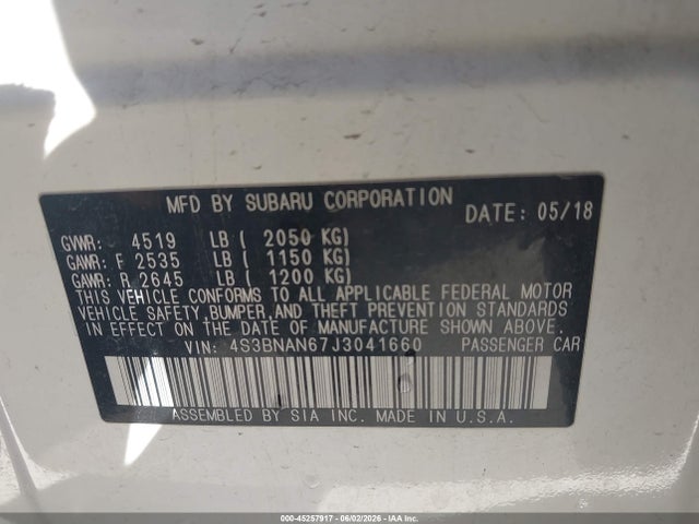 Subaru Legacy 2.5i Limited 2018 4S3BNAN67J3041660 Image 9