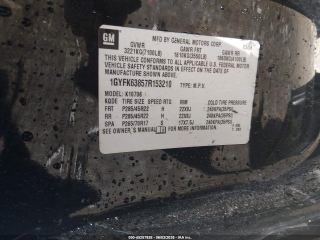 Aukcja sprzedaży 2007 Cadillac Escalade Standard, vin: 1GYFK63857R153210, numer aukcji: 45257928