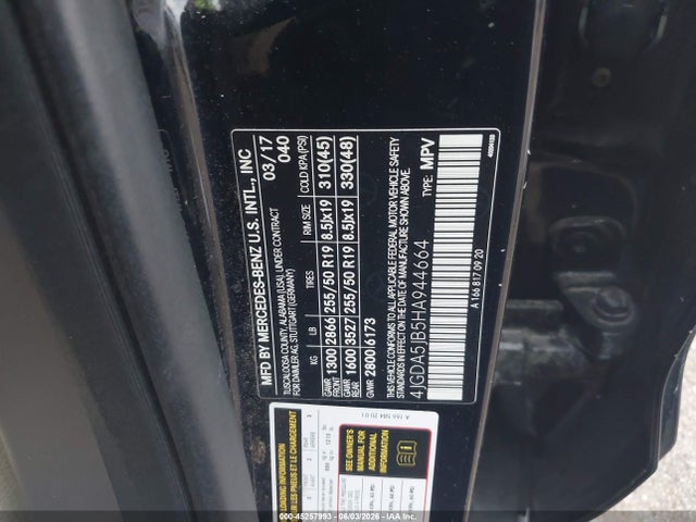 Aukcja sprzedaży 2017 Mercedes-benz Gle 350, vin: 4JGDA5JB5HA944664, numer aukcji: 45257993