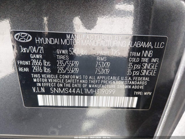 Hyundai Santa Fe Limited 2021 5NMS44AL1MH319099 Image 9