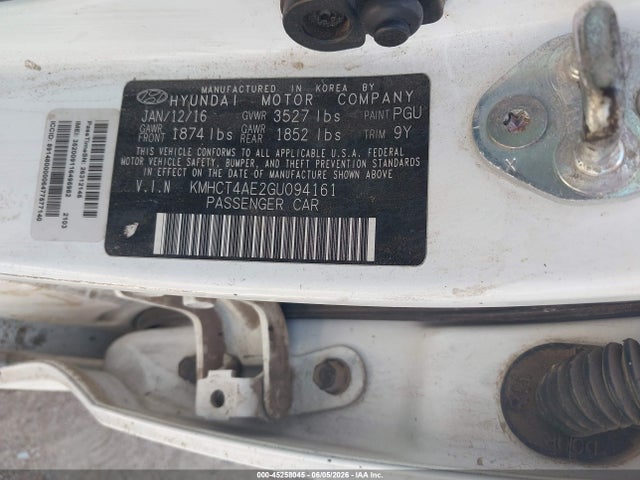 Продажа на аукционе авто 2016 Hyundai Accent Se, vin: KMHCT4AE2GU094161, номер лота: 45258045
