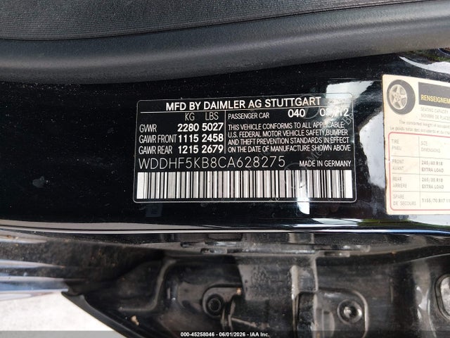 Auction sale of the 2012 Mercedes-benz E 350, vin: WDDHF5KB8CA628275, lot number: 45258046