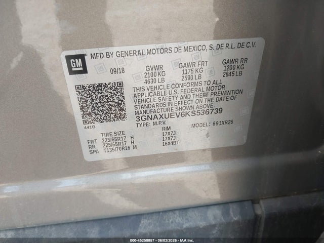 Chevrolet EQUINOX LT 2019 3GNAXUEV6KS536739 Image 9